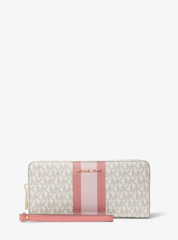 Damske Penazenky Michael Kors Logo Stripe Continental Wristlet Ruzove Viacfarebný - Doplnky Michael Kors Lacne | SOUZN-3591